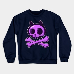 Cute Cartoon Cat Skull & Bones Adorkable Kitten Crewneck Sweatshirt